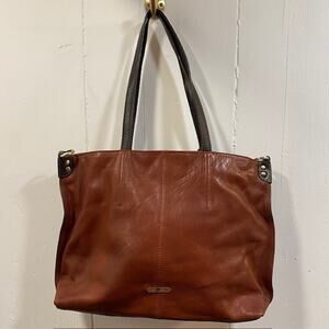 Lucky Brand Cedar Brown Large Double Strap Leather Shoulder Bag with coin purse